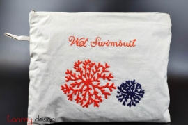  Wet laundry bag with round coral embroidery